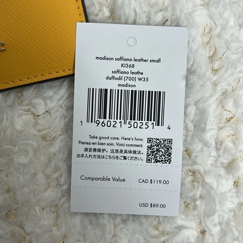 Kate Spade Yellow Card Holder‎ Safiano Leather